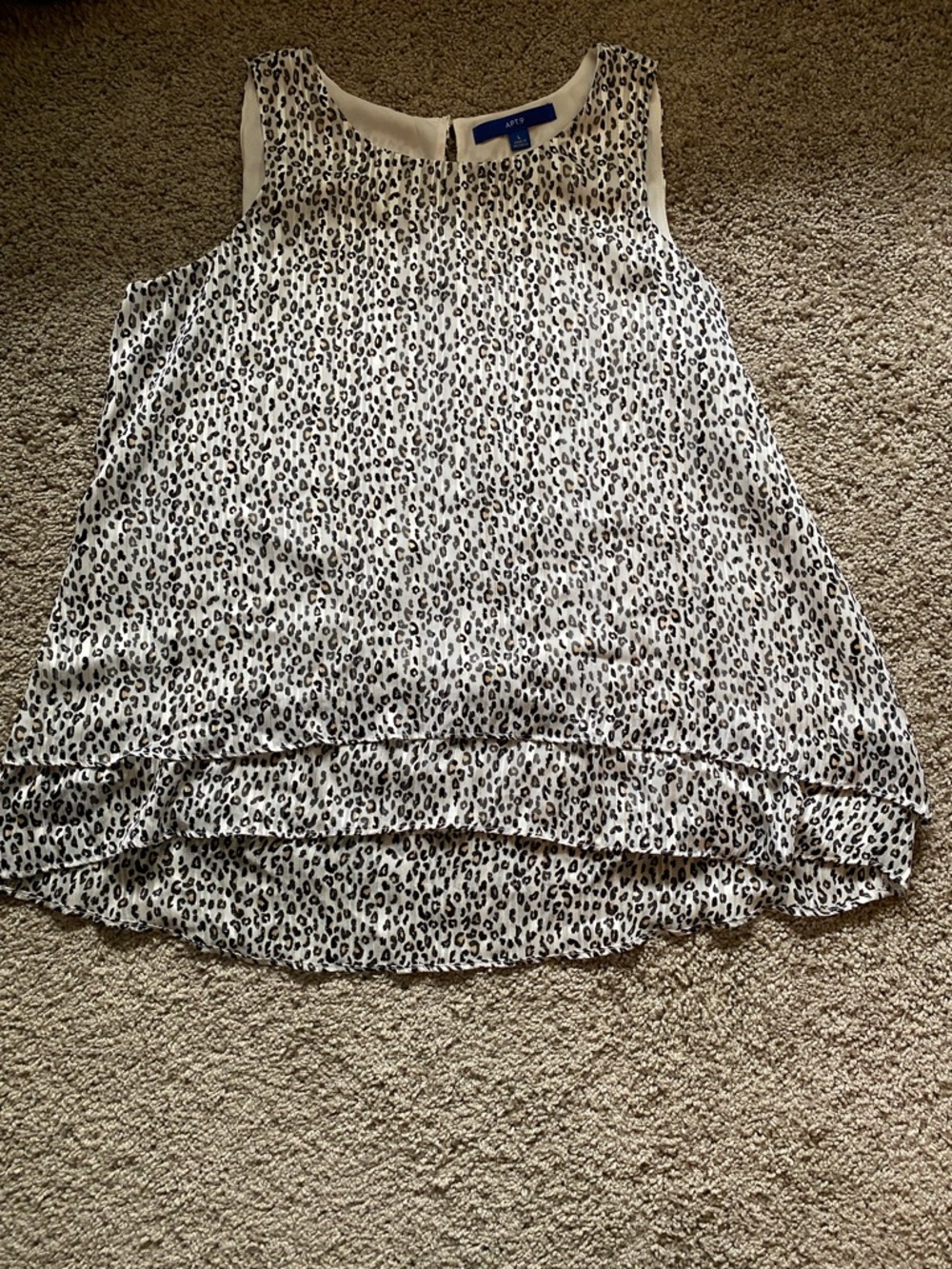 Apt. 9 Cream Leopard Print Layered Sleeveless Top